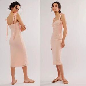 FREE PEOPLE INTIMATELY Got Glam Mesh Slip Dress Size L ***FLAW*** Pink Salt NWT